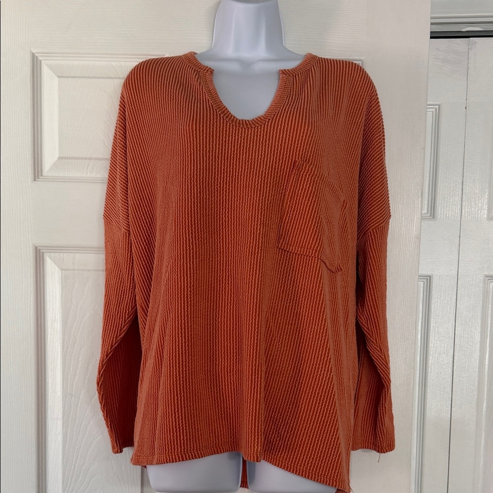 BiBi Warm Orange V-Neck Sweater